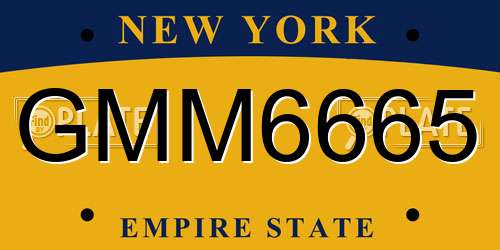 GMM6665 New York License Plate
