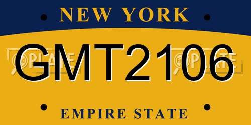 GMT2106 New York License Plate