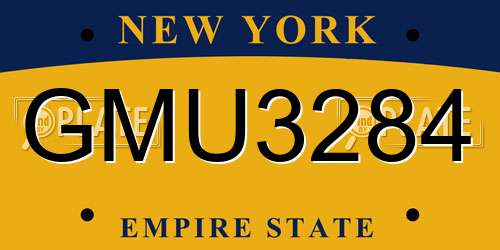 GMU3284 New York License Plate