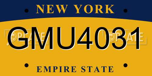 GMU4031 New York License Plate