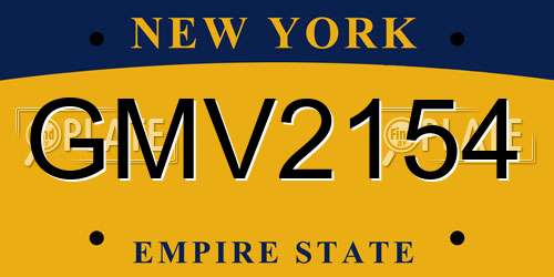 GMV2154 New York License Plate