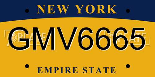 GMV6665 New York License Plate