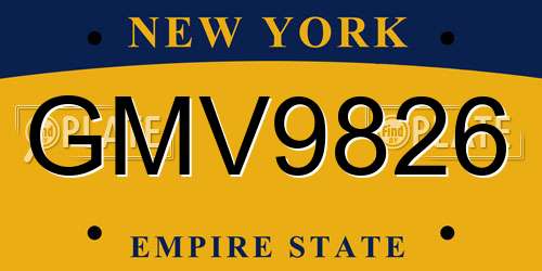 GMV9826 New York License Plate
