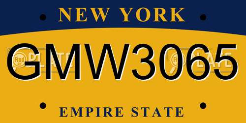 GMW3065 New York License Plate