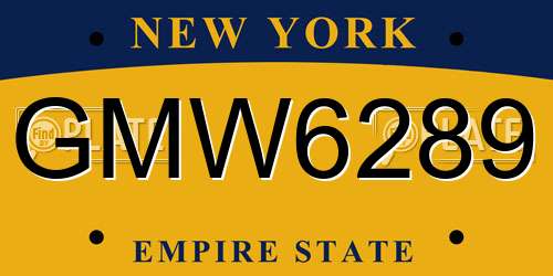 GMW6289 New York License Plate