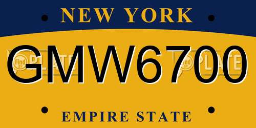 GMW6700 New York License Plate