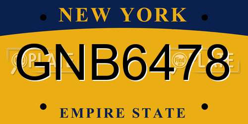 GNB6478 New York License Plate