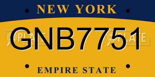 GNB7751 New York License Plate
