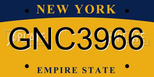 GNC3966 New York License Plate