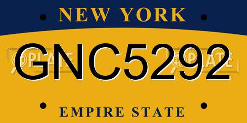GNC5292 New York License Plate
