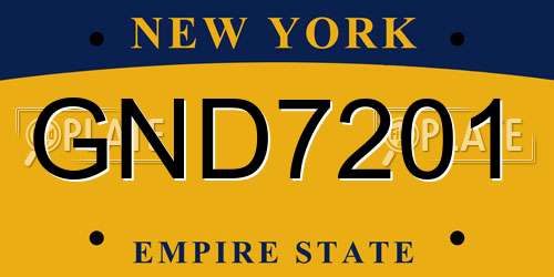 GND7201 New York License Plate