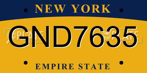 GND7635 New York License Plate