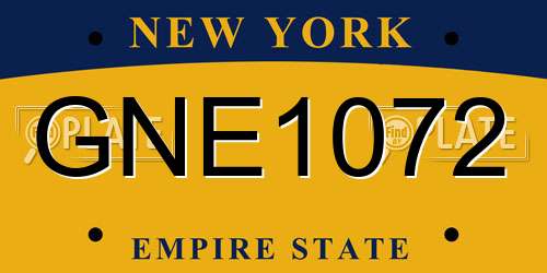 GNE1072 New York License Plate