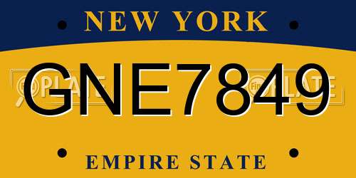 GNE7849 New York License Plate