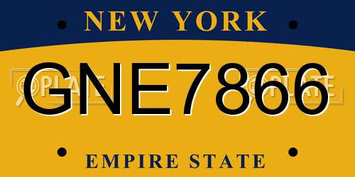 GNE7866 New York License Plate