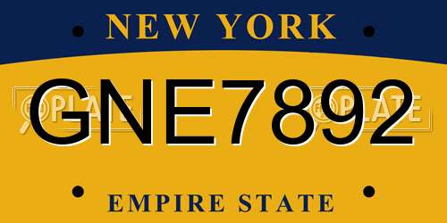 GNE7892 New York License Plate
