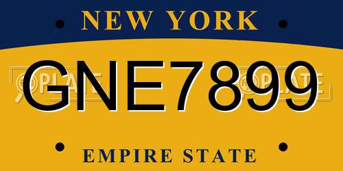GNE7899 New York License Plate
