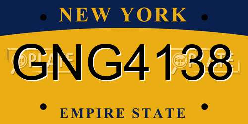 GNG4138 New York License Plate