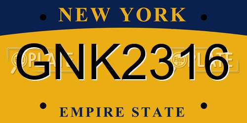 GNK2316 New York License Plate