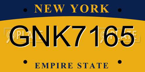 GNK7165 New York License Plate