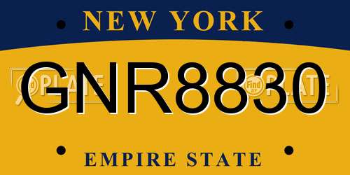 GNR8830 New York License Plate
