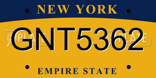 GNT5362 New York License Plate