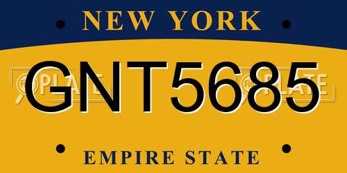 GNT5685 New York License Plate