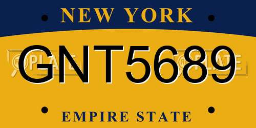 GNT5689 New York License Plate