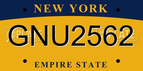 GNU2562 New York License Plate