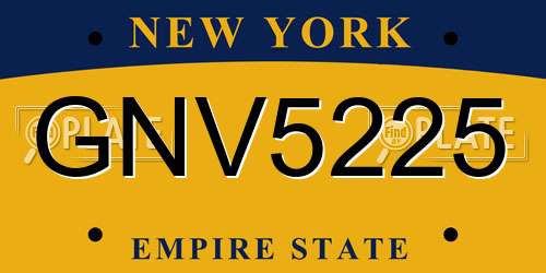 GNV5225 New York License Plate
