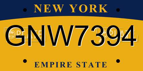 GNW7394 New York License Plate