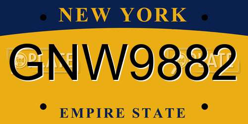 GNW9882 New York License Plate