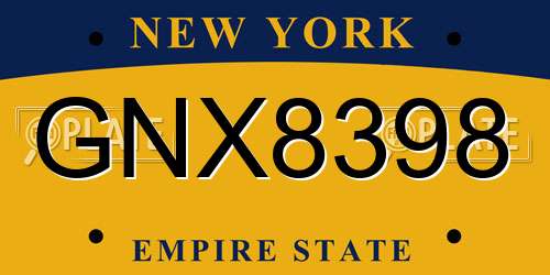 GNX8398 New York License Plate