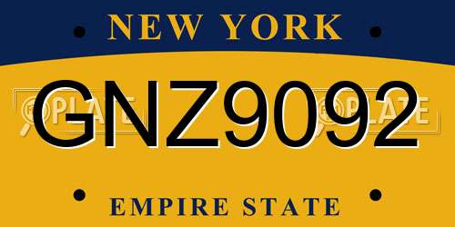 GNZ9092 New York License Plate