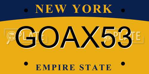 GOAX53 New York License Plate