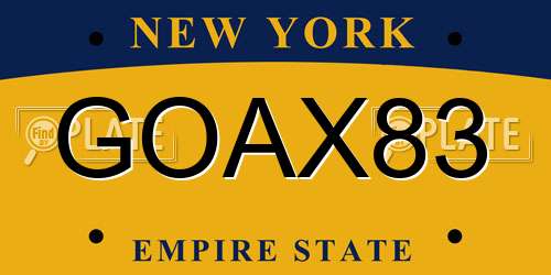 GOAX83 New York License Plate