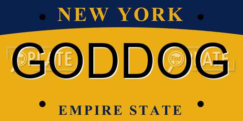 GODDOG New York License Plate