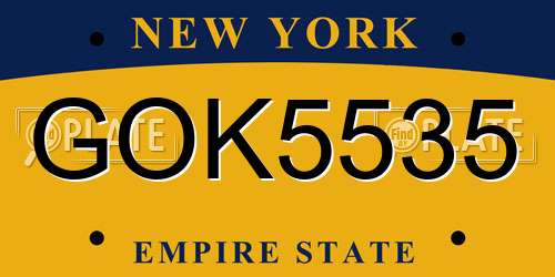 GOK5535 New York License Plate