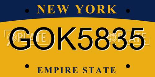 GOK5835 New York License Plate