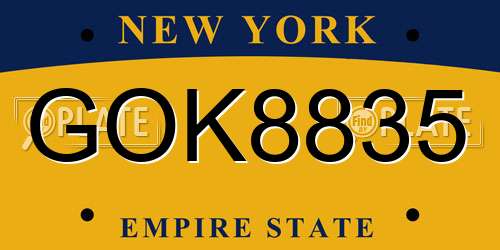 GOK8835 New York License Plate