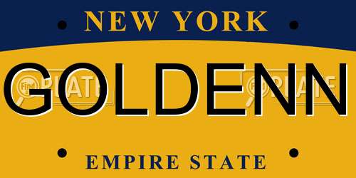 GOLDENN New York License Plate