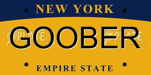 GOOBER New York License Plate