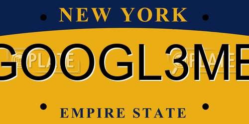 GOOGL3ME New York License Plate