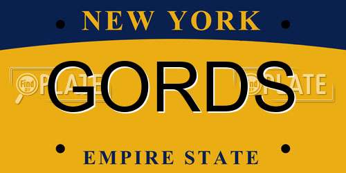 GORDS New York License Plate
