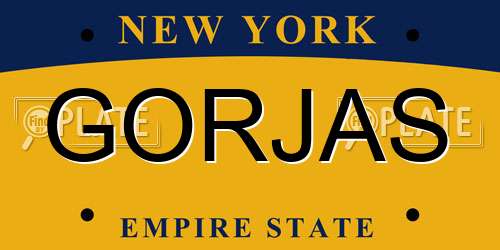 GORJAS New York License Plate