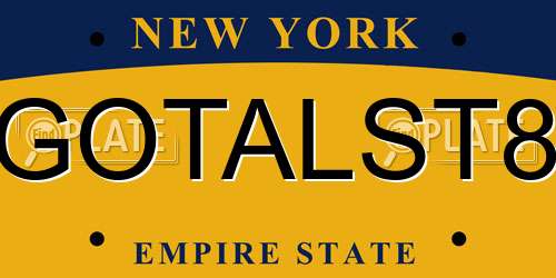 GOTALST8 New York License Plate