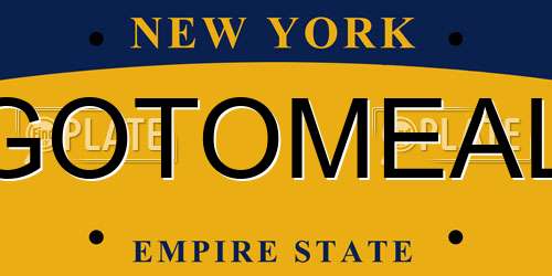 GOTOMEAL New York License Plate