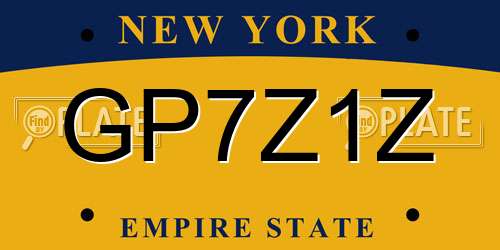 GP7Z1Z New York License Plate