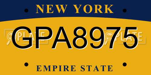 GPA8975 New York License Plate