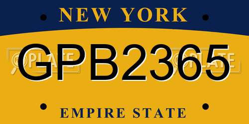 GPB2365 New York License Plate